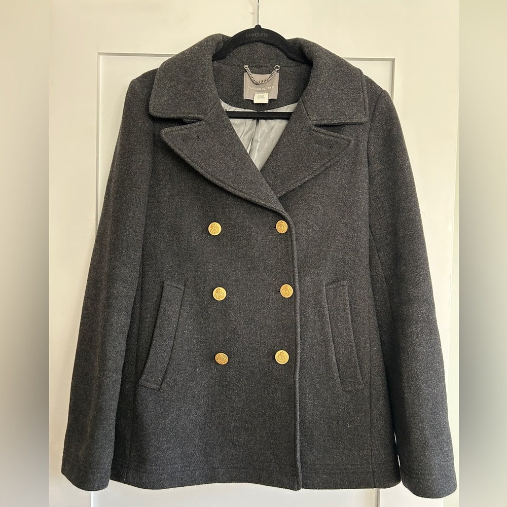 J. Crew Women's Double-Breasted Charcoal Gray Wool Blend Coat